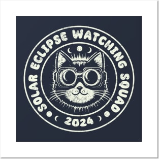Cats Solar Eclipse Watching Squad 2024 Posters and Art